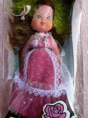 Mattel Vintage Rosebud Doll in Pink Lace Gown with Brown Hair